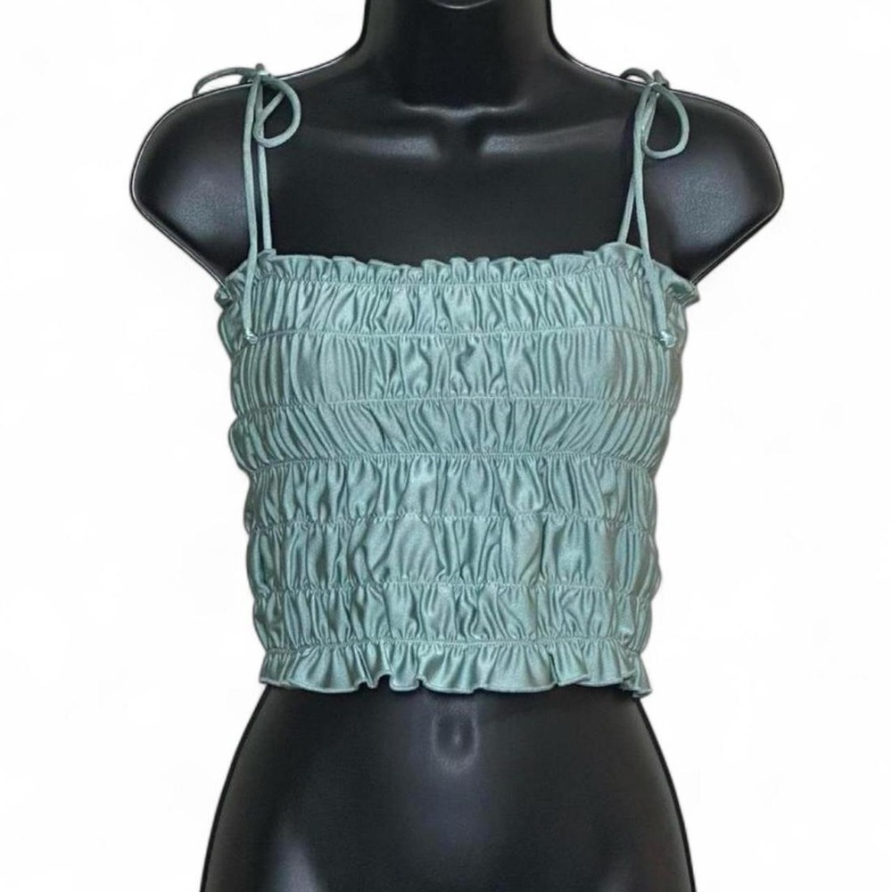 Out from Under Seafoam green satin finish size small crop top - Like New!